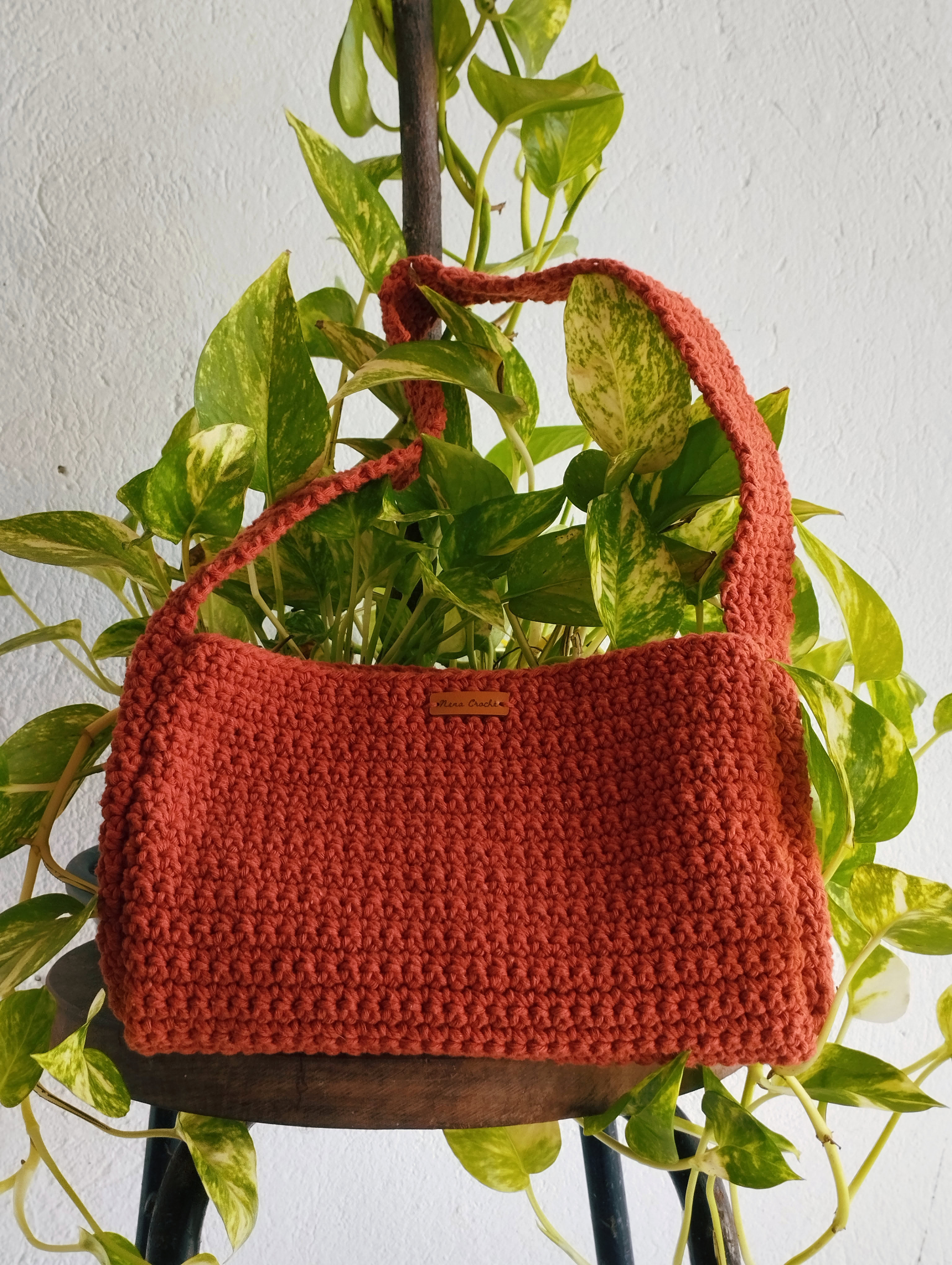 Bag/Bolsa de Crochê na cor marrom, feita em Natal - RN 
